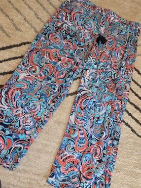 Talbots Multicolor Swirl Print Straight Leg Pants
